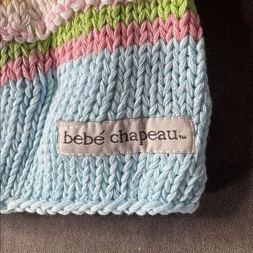 Bebe Chapeau Unisex Pastel Beanie Hat Curly Top 100% Cotton 2-8 years NEW